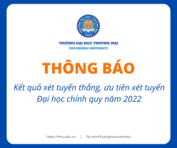 Thông báo về Kết quả xét tuyển thẳng, ưu tiên xét tuyển đại học chính quy 2022