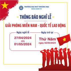 THÔNG BÁO LỊCH NGHỈ LỄ 30/4 - 01/5